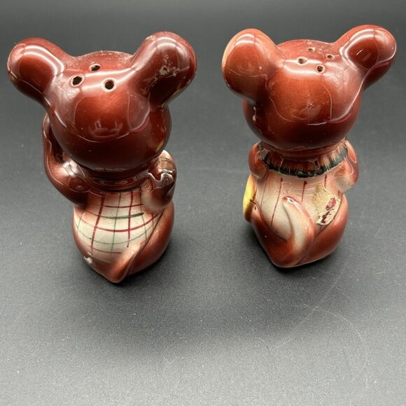 Vintage Lefton Mice Mouse Shakers Jeweled Couple Anthropomorphic Kitschy READ - Picture 6 of 9
